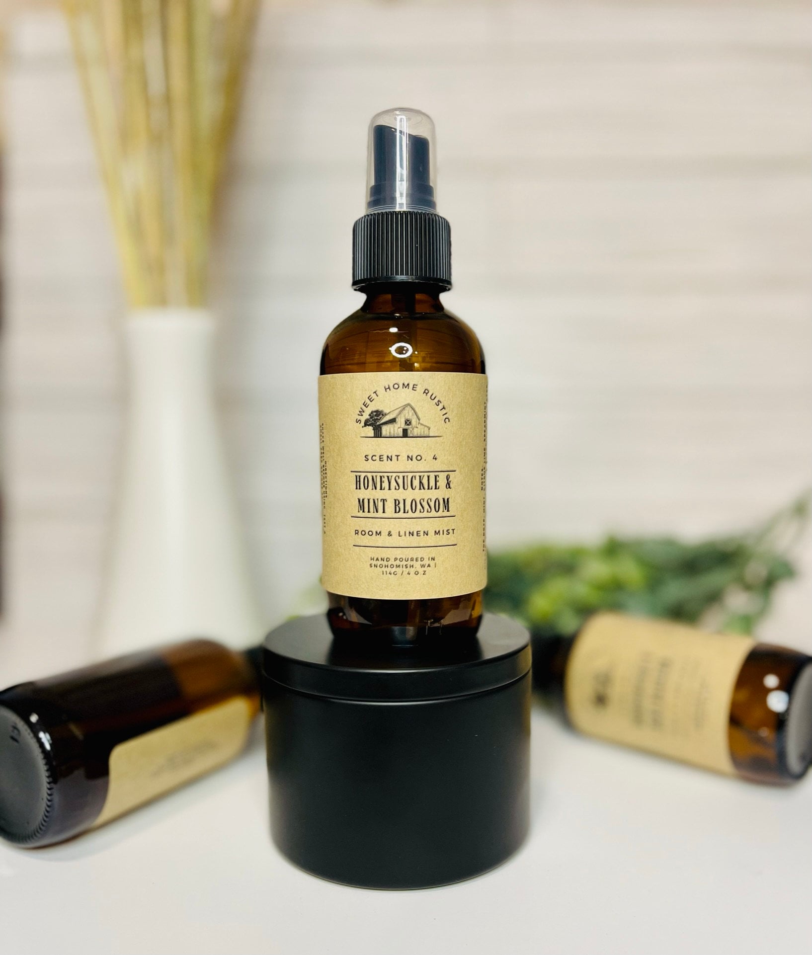 Honeysuckle and Mint Blossom Room Mist | 4 Oz. | Linen Mist | Phthalate Free | Home Fragrance
